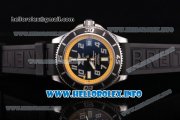 Breitling Superocean 42 Swiss ETA 2824 Automatic Steel Case with Black Dial and Arabic Numeral Markers - Yellow Inner Bezel