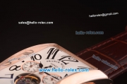 Franck Muller Long Island Tourbillon Automatic Movement Rose Gold Case with White Dial and Black Numeral Markers
