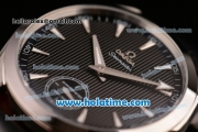 Omega Seamaster Aqua Terra 150 M Small Seconds 6497 Manual Winding Steel Case with Black Dial and Black Leather Strap