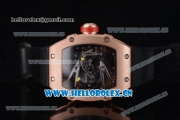 Richard Mille RM027-2 Miyota 9015 Automatic Rose Gold Case with Skeleton Dial Dot Markers and Black Nylon Strap