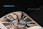 Franck Muller Master Square Swiss Quartz Movement Diamond Dial with Black Markers and Black Leather Strap