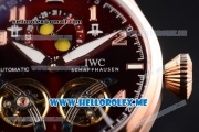 IWC Big Pilot Double Tourbillon Asia ST28 Automatic Rose Gold Case with Brown Dial and Brown Leather Strap Stick/Arabic Numeral Markers