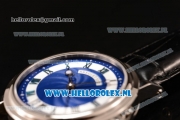 Breguet Marine Big Date Clone Breguet Automatic Steel Case with Blue Dial and Black Leather Strap