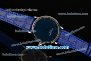 Patek Philippe Calatrava Miyota OS2035 Quartz Steel Case with Arabic Numeral Markers and Blue Dial