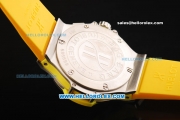 Hublot Big Bang Chronograph Miyota Quartz Movement Steel Case with Yellow Markers and Yellow Rubber Strap - Lady Model