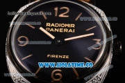 Panerai PAM 604 Radiomir Firenze 3 Days Asia 6497 Manual Winding PVD Case with Black Dial and Brown Leather Strap - Stick/Arabic Numeral Markers