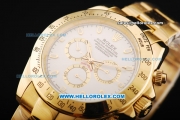 Rolex Daytona Automatic Movement Full Gold with White Dial and Stick Marker