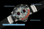 Ulysse Nardin Maxi Marine Diver Automatic Movement Steel Case with White Dial and Black/Red Bezel-Black Rubber Strap