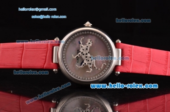 Cartier Le Cirque Animalier de Cartier Swiss Quartz Steel Case with MOP Dial and Pink Leather Strap