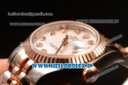 Rolex Oyster Perpetual Lady Datejust Swiss ETA 2671 Automatic 904 Steel/14K Rose Gold Case White Dial With Diamonds Markers Rose Gold Bracelet (BP)