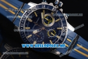 Ulysse Nardin Maxi Marine Diver Miyota OS20 Quartz Steel Case with Blue Dial and Blue Rubber Strap Yellow Stick Markers