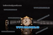 Vacheron Constantin Patrimony Miyota 9015 Automatic Yellow Gold Case with White Dial Diamonds/Roman Numeral Makrers and Black Leather Strap (YR)