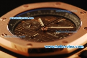 Audemars Piguet Royal Oak Offshore Chronograph Swiss Valjoux 7750 Automatic Movement Rose Gold Case with Brown Dial and Leather Strap