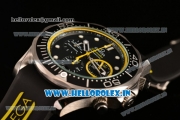 Omega Seamaster Diver 300M Chrono Miyota OS20 Quartz Steel Case with Black Dial and Yellow Inner Bezel