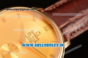 Omega De Ville Co-Axial Swiss ETA 2824 Automatic Yellow Gold Case with Gold Dial and Brown Leather Strap