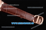 Cartier Ballon Bleu Medium Asia Automatic Rose Gold Case with Beige Dial Brown Leather Strap and Roman Numeral Markers (YF)