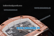 Richard Mille RM010 Miyota 9015 Automatic Rose Gold/Diamonds Case with Skeleton Dial and White Inner Bezel