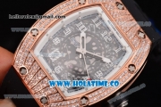 Richard Mille RM010 Miyota 9015 Automatic Rose Gold/Diamonds Case with Skeleton Dial and White Inner Bezel