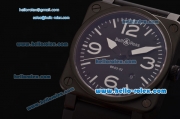 Bell&Ross BR03-92 4813 Automatic PVD Case with White Stick/Numeral Markers and Black Rubber Strap ETA Coating