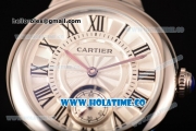 Cartier Ballon Bleu De Small Swiss Quartz Steel Case with White Dial Black Roman Numeral Markers and Brown Leather Strap