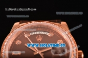 Rolex Day-Date Asia Automatic Rose Gold Case with Diamonds Markers Brown Dial - Diamonds Bezel (BP)