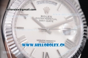 Rolex Day-Date II Swiss ETA 2836 Automatic Stainless Steel Case/Bracelet with White Dial and Roman Numeral Markers (BP)