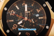 Hublot Big Bang Chronograph Quartz Movement PVD Bezel Rose Gold Case and Marking with Black Dial