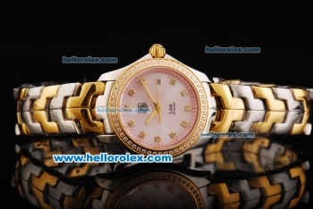 Tag Heuer Link 200 Meters Swiss Quartz Movement Pink Dial with Diamond Bezel and Two Tone Strap