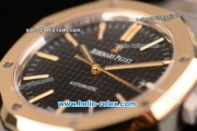 Audemars Piguet Royal Oak Swiss ETA 2824 Automatic Two Tone Case with Two Tone Strap and Black Grid Dial - 1:1 Original