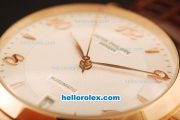 Patek Philippe Calatrava Swiss ETA 2824 Automatic Rose Gold Case with White Dial and Brown Leather Strap-Numeral Markers