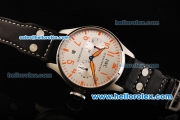 IWC Big Pilot Swiss Valjoux 7750 Automatic Movement Steel Case with Silver Dial and Orange Markers
