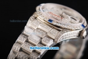 Rolex Day Date Swiss ETA 2836 Automatic Movement Full Steel with Full Diamond and Blue Diamond Markers