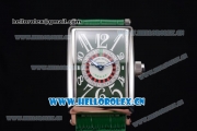 Franck Muller Long Island Las Vegas Asia 2813 Automatic Steel Case with Green Dial Arabic Numeral Markers and Green Leather Strap