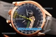 Tag Heuer Mikrogirder 2000 Chrono Miyota Quartz Rose Gold Case with Black Dial and Rubber Strap - Green Second Hand