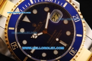 Rolex Submariner Swiss ETA 2836 Automatic Movement Steel Case with Blue Dial and Two Tone Strap 43mm