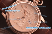 Glashutte Automatic Rose Gold Case with Rose Gold Dial and Brown Leather Strap