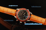 Omega Seamaster Planet Ocean Chronograph Quartz with Black Dial and Orange Leather Strap