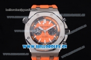 Audemars Piguet Royal Oak Offshore Diver Swiss Valjoux 7750 Automatic Steel Case with Orange Dial Orange Rubber Strap and Stick/Arabic Numeral Markers (EF)