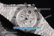 Audemars Piguet Royal Oak Offshore Seiko VK67 Quartz Steel/Diamonds Case with Silver Dial
