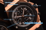 Audemars Piguer Royal Oak Offshore Chronograph Swiss Valjoux 7750 Automatic Rose Gold Case with Numeral Markers Black Dial and PVD Bezel -Super LumiNova