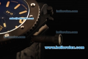 U-Boat U-42 Automatic Movement PVD Case with Black Dial and Black Leather Strap-Orange Markers