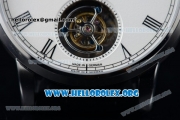 Glashutte Senator Meissen Tourbillon Swiss Tourbillon Automatic Steel Case with White Dial Black Leather Strap