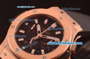 Hublot Big Bang Chronograph Hub 4100 Rose Gold Case with Black Dial and Black Rubber Strap 1:1