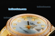 Rolex Datejust Automatic Movement Golden Case with Blue Dial and Diamond Bezel