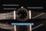 Hublot Classic Fusion 9015 Auto Steel Case with Black Dial and Black Leather Strap