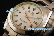 Rolex Milgauss Oyster Perpetual Swiss ETA 2836 Automatic Movement Full Steel with White Dial and Stick Markers