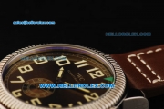 IWC Pilot's Watch Asia Manual Winding Movement Steel Case with Brown Dial and Brown Leather Strap