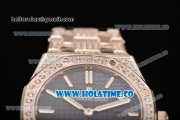 Audemars Piguet Royal Oak 33MM Miyota Quartz Diamonds/Steel Case with Blue Dial Stick Markers and Diamonds Bezel (EF)