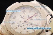 Hublot Big Bang King Chronograph Miyota Quartz Movement Steel Case with White Dial and White Rubber Strap