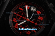 Audemars Piguet Royal Oak Offshore Swiss Valjoux 7750 Automatic Movement PVD Case with Black Dial and Red Numeral Markers-Run 12 Second